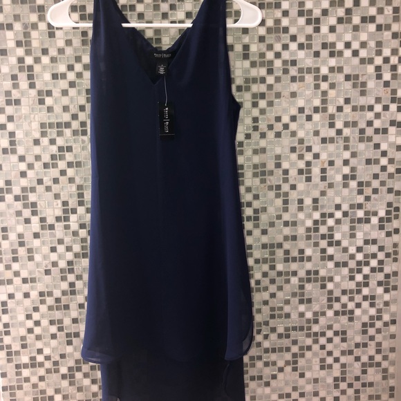 White House black market Navy Sleeveless tunic Blouse with Scarf - Picture 4 of 6